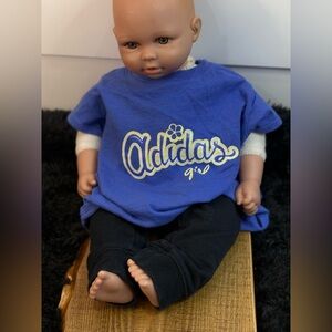 Adidas Baby Girl Outfit 12M Royal Blue Tee + Carter’s Black Pants 2-Piece Set